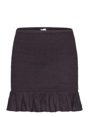 Gathered Skirt With Ruffles Kort Skjørt Black Mango