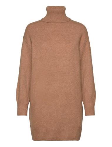 Turtle Neck Knit Dress Kort Kjole Brown Mango