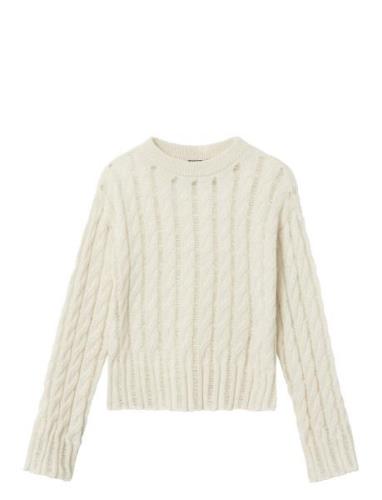 Nlflinje Ls Short Knit Tops Knitwear Pullovers White LMTD