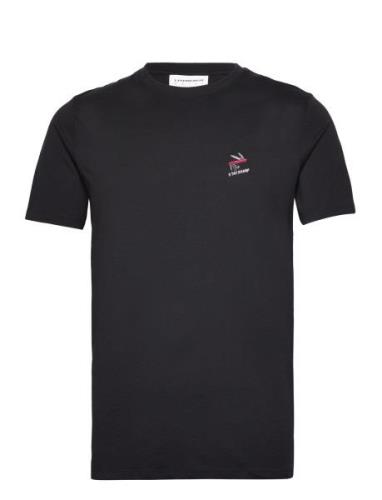 Embroidery Tee S/S Tops T-shirts Short-sleeved Black Lindbergh