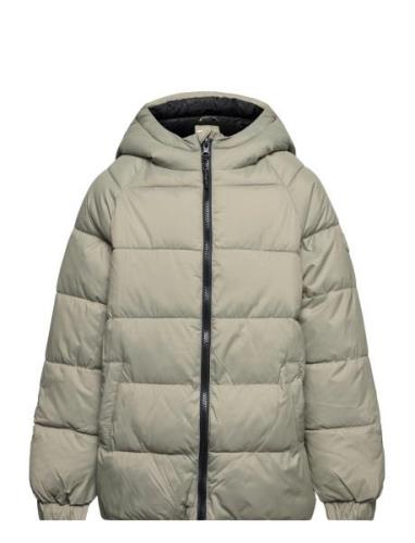 Hood Quilted Coat Fôret Jakke Green Mango