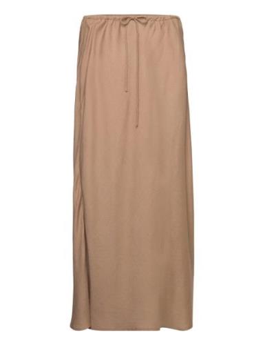 Tie Long Skirt Knelangt Skjørt Brown Mango