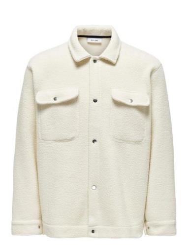 Onsemilio Teddy Overshirt Sweat Vd Tops Overshirts White ONLY & SONS