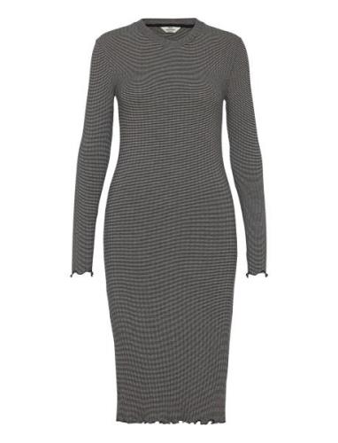 5X5 Stripe Boa Dress Knelang Kjole Grey Mads Nørgaard