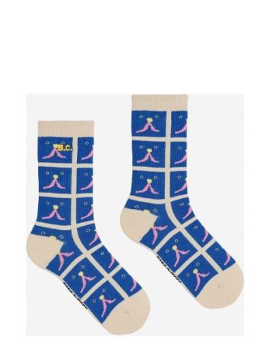 Funny Face All Over Long Socks Sokker Strømper Blue Bobo Choses