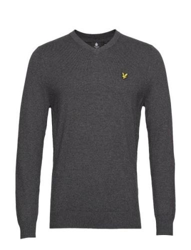 Cotton Merino V Neck Jumper Tops Knitwear V-necks Grey Lyle & Scott