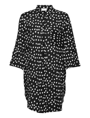 Kavivian Dot Shirt Dress Tops Tunics Black Kaffe