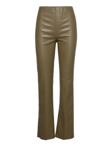 Slkaylee Straight Pants Bottoms Trousers Leather Leggings-Bukser Green...