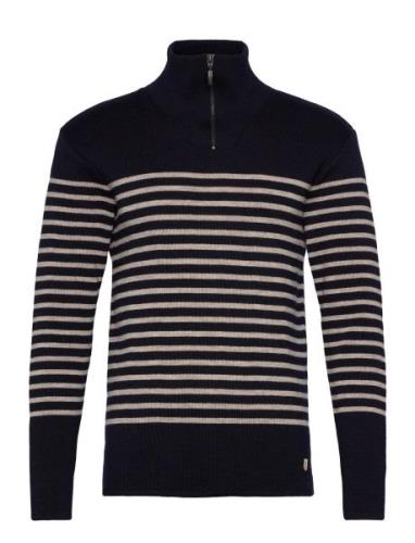 Sweater Zip-Up Collar Héritage Tops Knitwear Half Zip Jumpers Navy Arm...