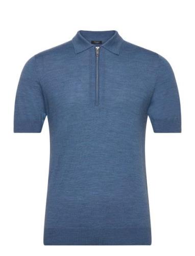 Mapolo Knit Tops Knitwear Short Sleeve Knitted Polos Blue Matinique