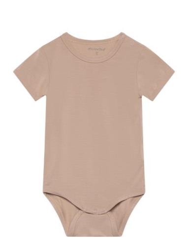 Body Ss Bodies Short-sleeved Beige Minymo