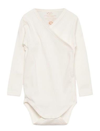 Baby Rib Jersey Body Crossover W. Longsleeve Bodies Wrap Bodies Cream ...