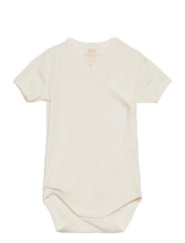 Baby Rib Jersey Body Crossover W. Ss Bodies Wrap Bodies Cream Copenhag...