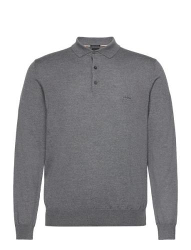 Bono-L Tops Knitwear Long Sleeve Knitted Polos Grey BOSS