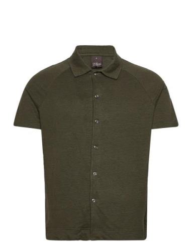 Albin Reg Shirt S-S Designers Shirts Short-sleeved Green Oscar Jacobso...