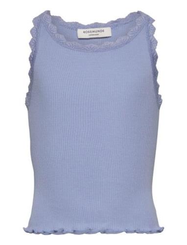 Rkbeatha Sl Top W/ Lace Tops T-shirts Sleeveless Blue Rosemunde Kids