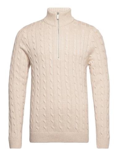 Slhryan Structure Half Zip Tops Knitwear Half Zip Jumpers Cream Select...