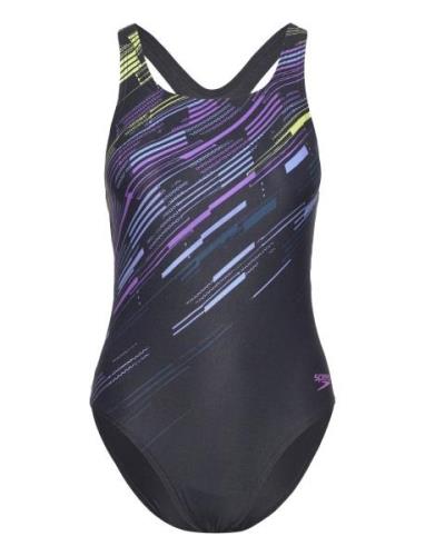 Womens Digital Printed Medalist Sport Swimsuits Black Speedo