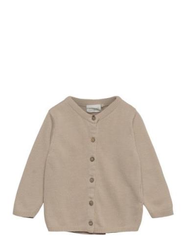 Knitted Cardigan Tops Knitwear Cardigans Beige Fixoni