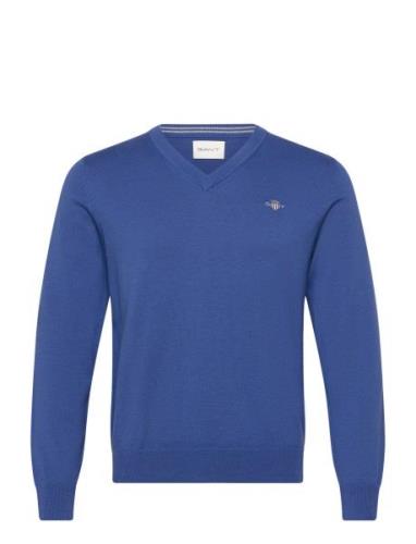 Classic Cotton V-Neck Tops Knitwear V-necks Blue GANT