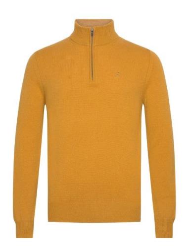 Lambswool Hzip Tops Knitwear Half Zip Jumpers Yellow Hackett London