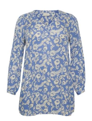 Kcami Ls Tunic Printed Tops Tunics Blue Kaffe Curve