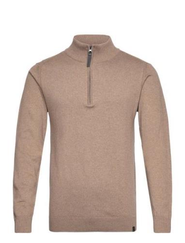 Inancona Tops Knitwear Half Zip Jumpers Beige INDICODE