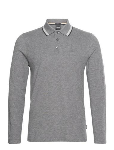 Pittman 183 Tops Knitwear Long Sleeve Knitted Polos Grey BOSS