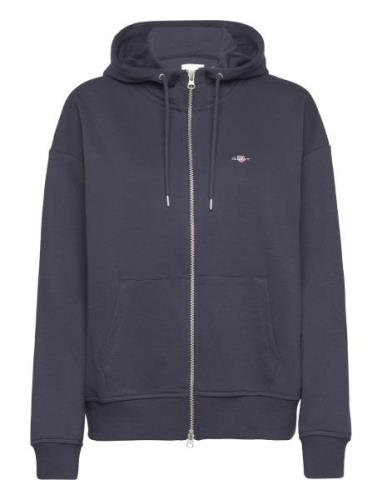 Rel Shield Zip Hoodie Tops Sweat-shirts & Hoodies Hoodies Navy GANT