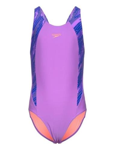 Girls Hyperboom Splice Muscleback Sport Swimsuits Pink Speedo