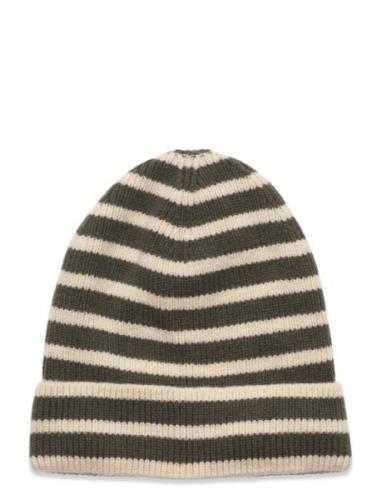 Bergen Striped Beanie Accessories Headwear Hats Beanie Green Mp Denmar...