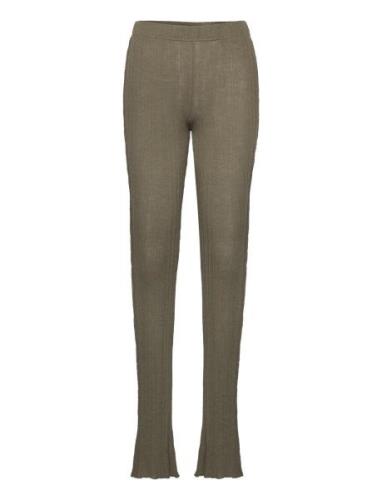 Ribbed Knitted Tights Bottoms Leggings Khaki Green Hope