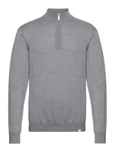 Greyson Half-Zip Merino Knit Tops Knitwear Half Zip Jumpers Grey Les D...