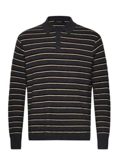 Stafford Ls Polo Tops Knitwear Long Sleeve Knitted Polos Black AllSain...