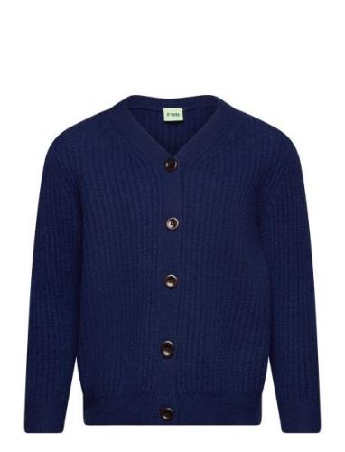 Lambswool Cardigan Tops Knitwear Cardigans Blue FUB