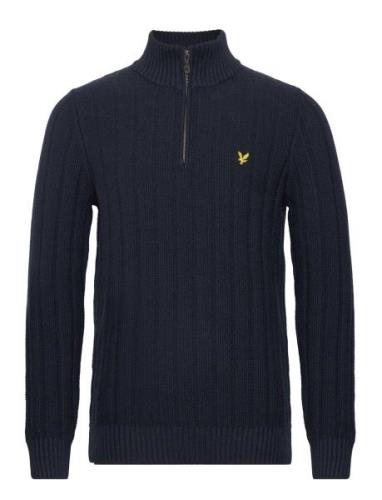 Moss Stitch Quarter Zip Jumper Tops Knitwear Half Zip Jumpers Navy Lyl...