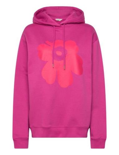 Runoja Unikko Placement Tops Sweat-shirts & Hoodies Hoodies Pink Marim...