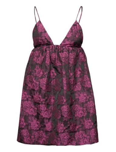 Botanic Jacquard Designers Short Dress Pink Ganni