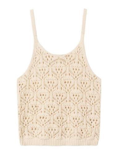 Nlfhivy Croshet Strap Top Tops T-shirts Sleeveless Beige LMTD