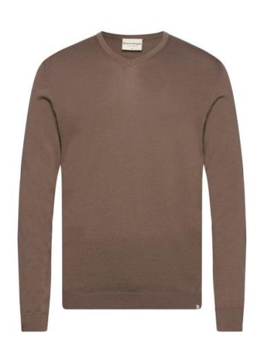 Bs Georg Regular Fit Knitwear Tops Knitwear V-necks Brown Bruun & Sten...