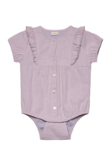 Romper Ss Woven Bodies Short-sleeved Purple Fixoni