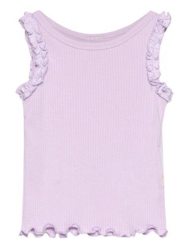 Top Ns Rib Tops T-shirts Sleeveless Purple Minymo