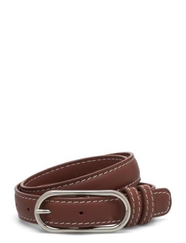 Glossy Nola Leather Belt Belte Brown Becksöndergaard