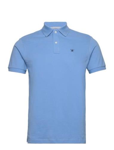 Slim Fit Logo Tops Polos Short-sleeved Blue Hackett London