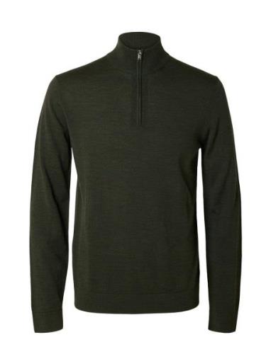 Slhtray Ls Knit Merino Half Zip Noos Tops Knitwear Half Zip Jumpers Kh...