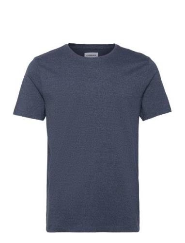 Mouliné O-Neck Tee S/S Tops T-shirts Short-sleeved Blue Lindbergh