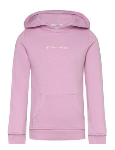 Printed Logo Hoody Tops Sweat-shirts & Hoodies Hoodies Pink Tom Tailor