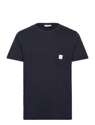 Square Pocket T-Shirt Tops T-shirts Short-sleeved Navy Makia