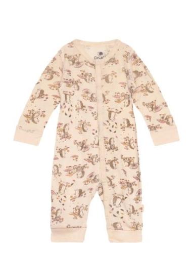 Jumpsuit - Aop Langermet Bodysuit Beige CeLaVi