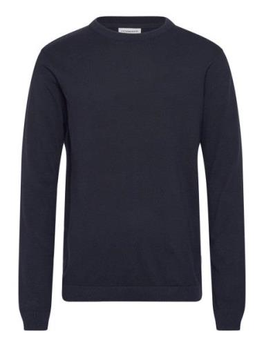 100% Recycle Knit Round Neck Tops Knitwear Round Necks Navy Lindbergh